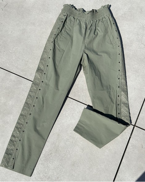 Kalhoty dámské Twinset khaki plátěné